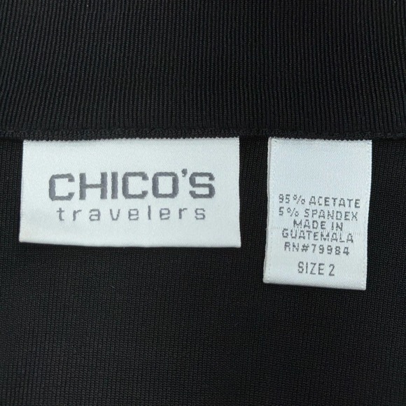 Chicos Travelers Womens Size 2 US 12 L Blazer Jacket Black Slinky Stretch Button - Picture 12 of 16